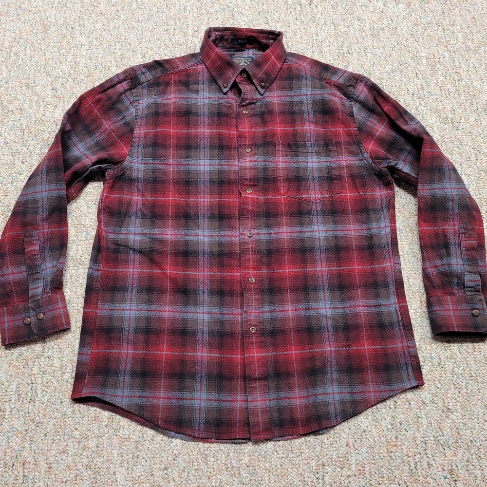 Pendleton Shirt Men Large Red Plaid Chamois Button Down Long Sleeve Hiking Mason